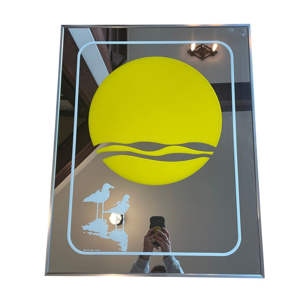 Vintage 1975 John Lee Sun Seagulls Mirror Art Europa Intl 70s MCM Decor LARGE